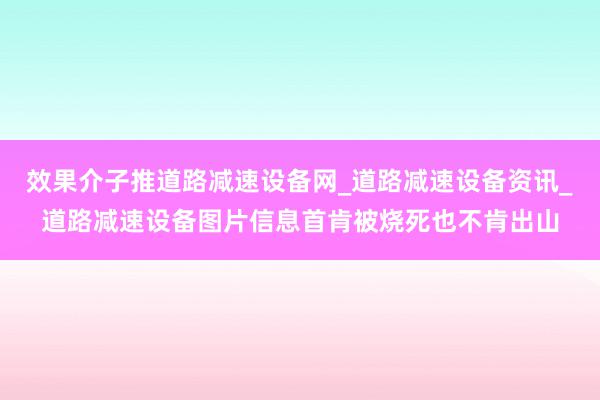 效果介子推道路减速设备网_道路减速设备资讯_道路减速设备图片信息首肯被烧死也不肯出山